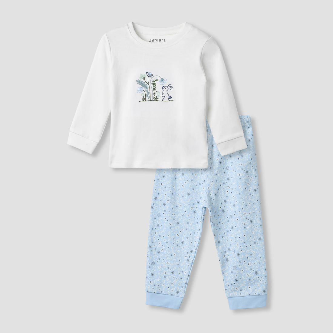 Juniors Embroidered T-shirt and Printed Pyjama Set - Pink / 12-18 mths