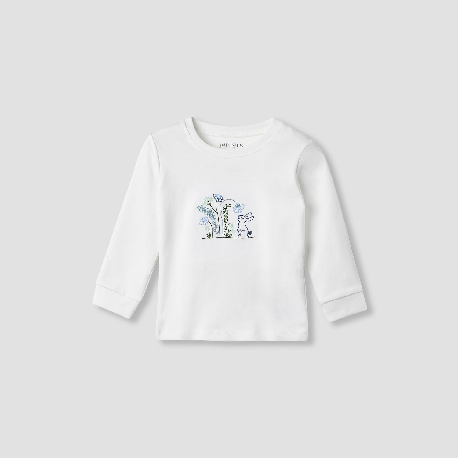 Juniors Embroidered T-shirt and Printed Pyjama Set
