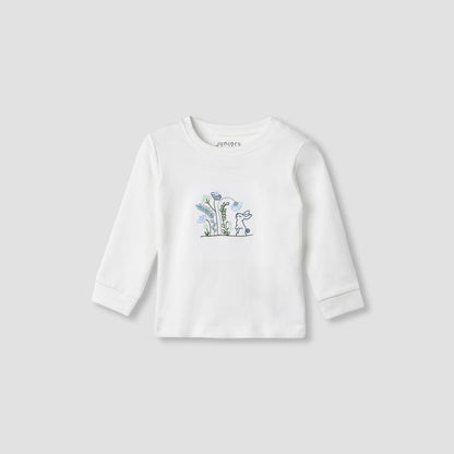 Juniors Embroidered T-shirt and Printed Pyjama Set