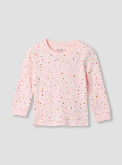 Juniors Floral Print Long Sleeve T-shirt and Pyjama Set-baby-girls-clothing-nightwear-pyjamasets-image-2
