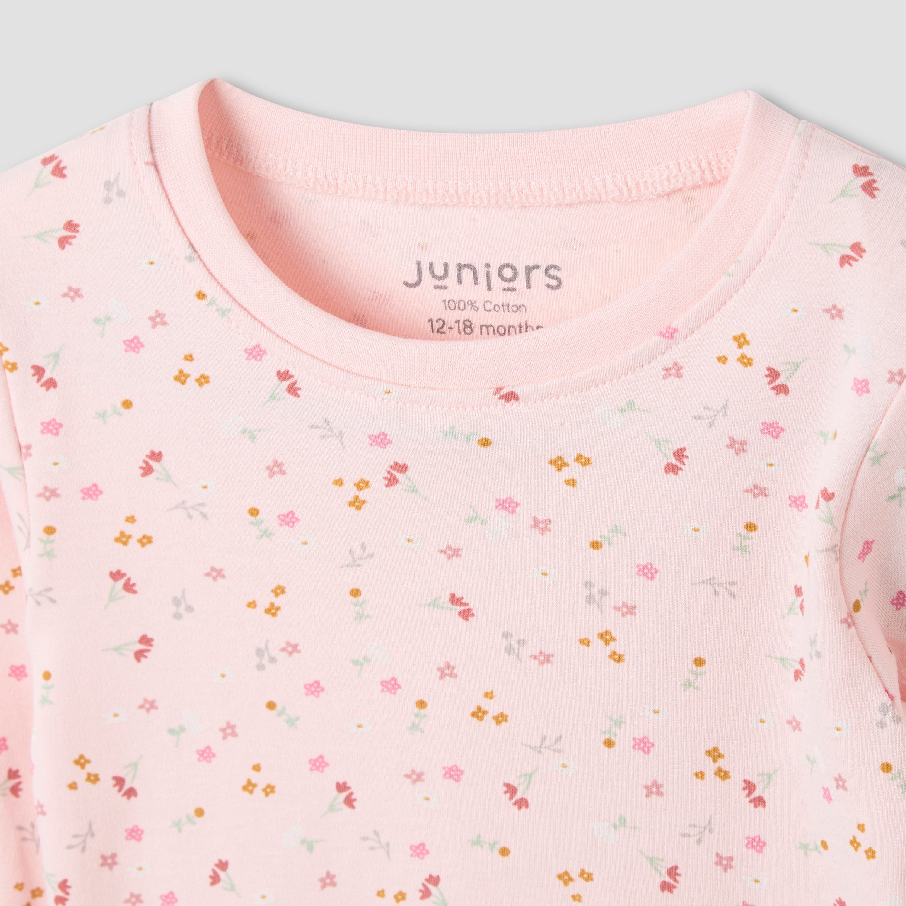 Juniors Floral Print Long Sleeve T-shirt and Pyjama Set