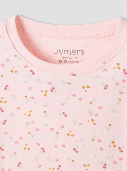 Juniors Floral Print Long Sleeve T-shirt and Pyjama Set-baby-girls-clothing-nightwear-pyjamasets-image-4