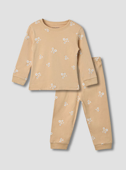 Juniors Floral Print Long Sleeve T-shirt and Pyjama Set-baby-girls-clothing-nightwear-pyjamasets-image-2