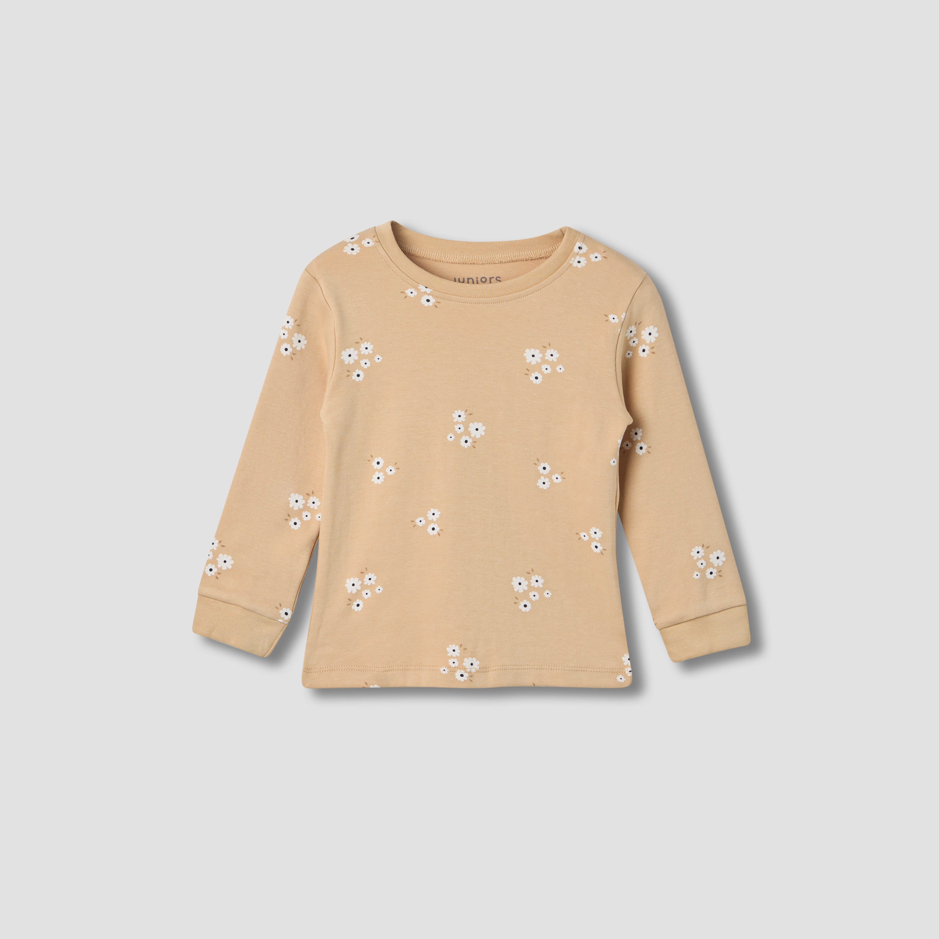Juniors Floral Print Long Sleeve T-shirt and Pyjama Set