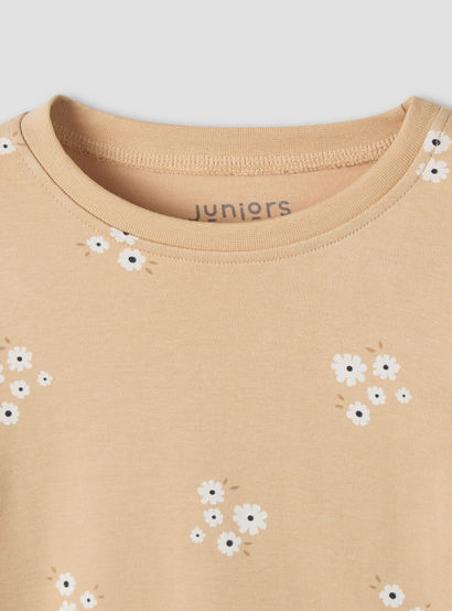 Juniors Floral Print Long Sleeve T-shirt and Pyjama Set-baby-girls-clothing-nightwear-pyjamasets-image-5