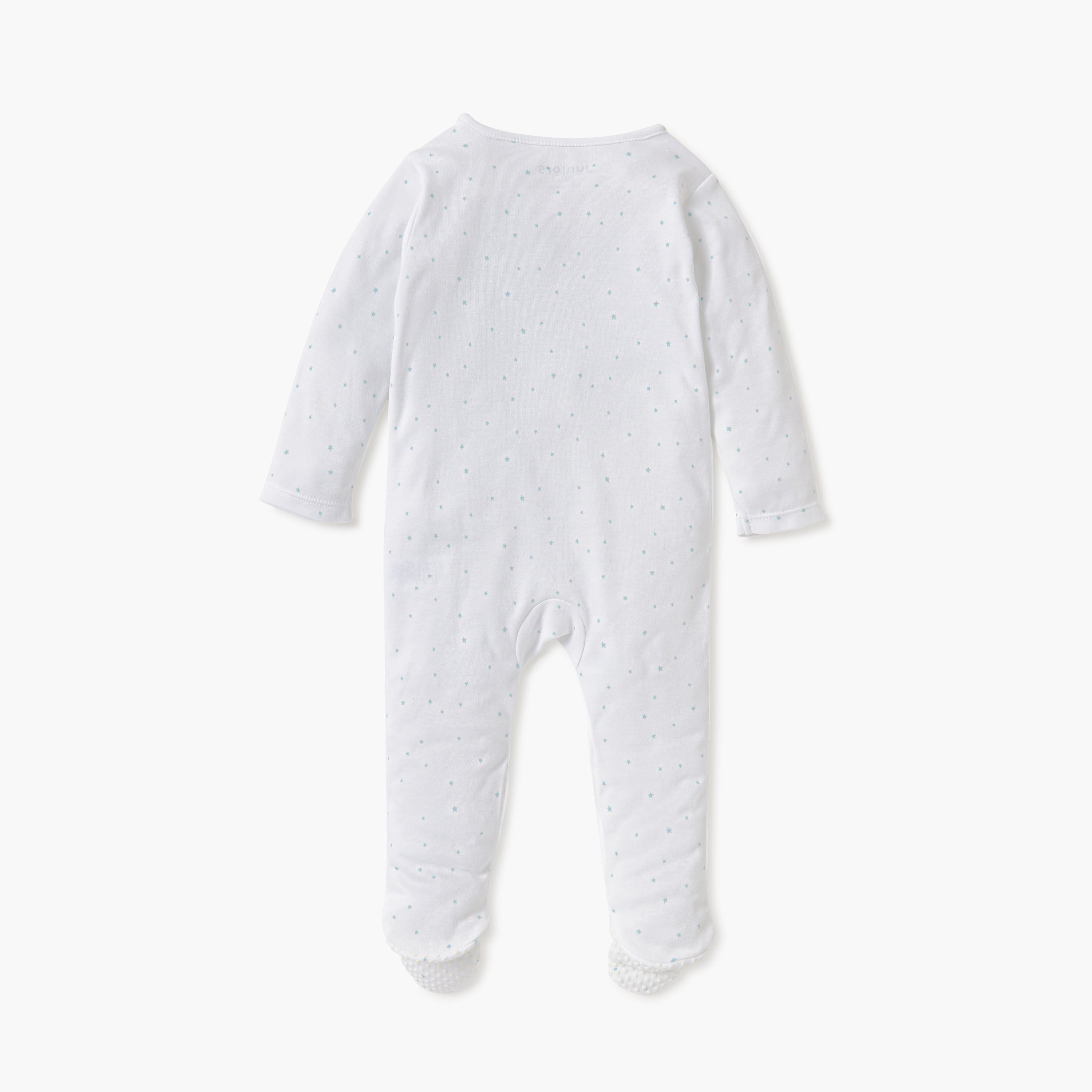 Juniors Elephant Applique Detail Closed Feet Sleepsuit with Long Sleeves