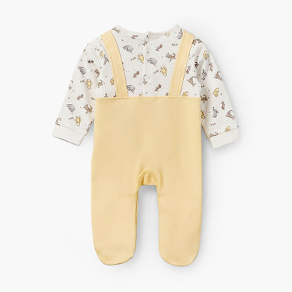 Disney Cotton Crew Neck Long Sleeves Sleepsuit with Winnie the Pooh and Friends Print
