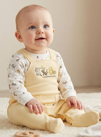 Disney Cotton Crew Neck Long Sleeves Sleepsuit with Winnie the Pooh and Friends Print-baby-girls-clothing-nightwear-sleepsuits-image-1