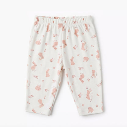 Juniors Cotton Round Neck Long Sleeves Pyjama Set with Bunny Print