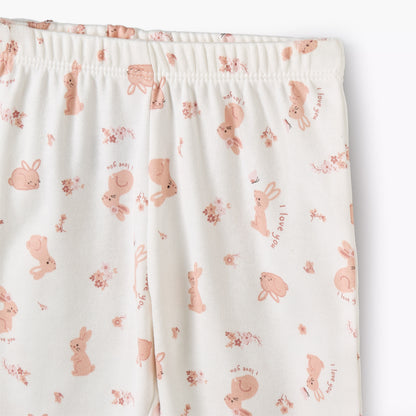 Juniors Cotton Round Neck Long Sleeves Pyjama Set with Bunny Print