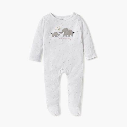 Juniors Embroidered Closed Feet Sleepsuit with Long Sleeves