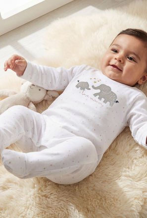 Juniors Embroidered Closed Feet Sleepsuit with Long Sleeves