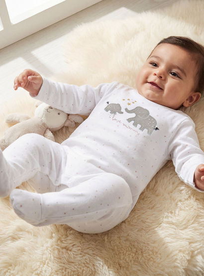 Juniors Embroidered Closed Feet Sleepsuit with Long Sleeves-baby-girls-clothing-nightwear-sleepsuits-image-1