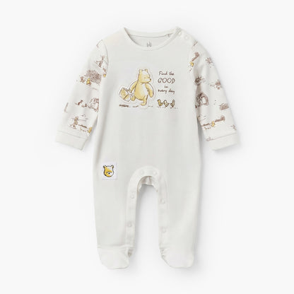 Disney Cotton Crew Neck Long Sleeves Sleepsuit with Winnie the Pooh and Friends Print