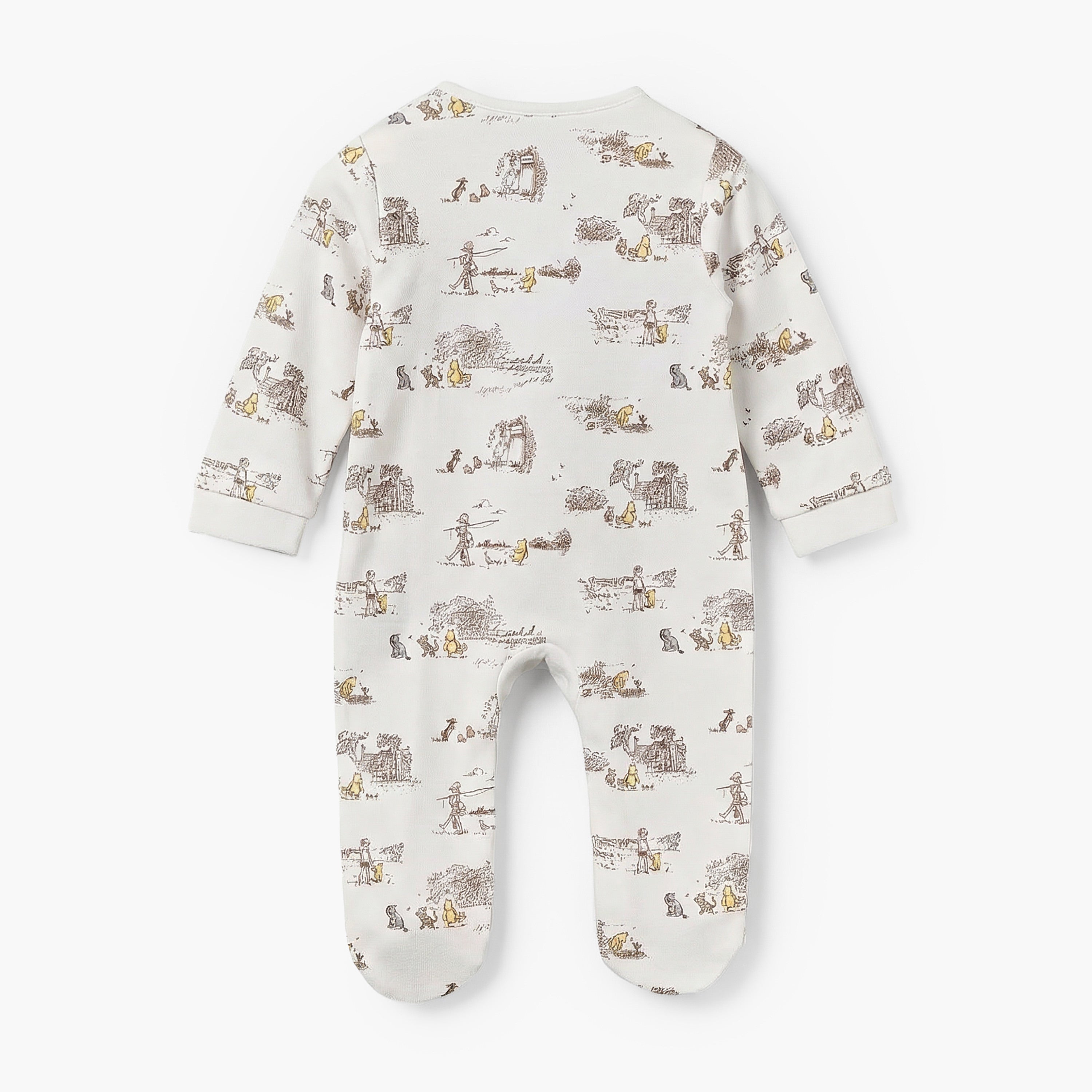 Disney Cotton Crew Neck Long Sleeves Sleepsuit with Winnie the Pooh and Friends Print