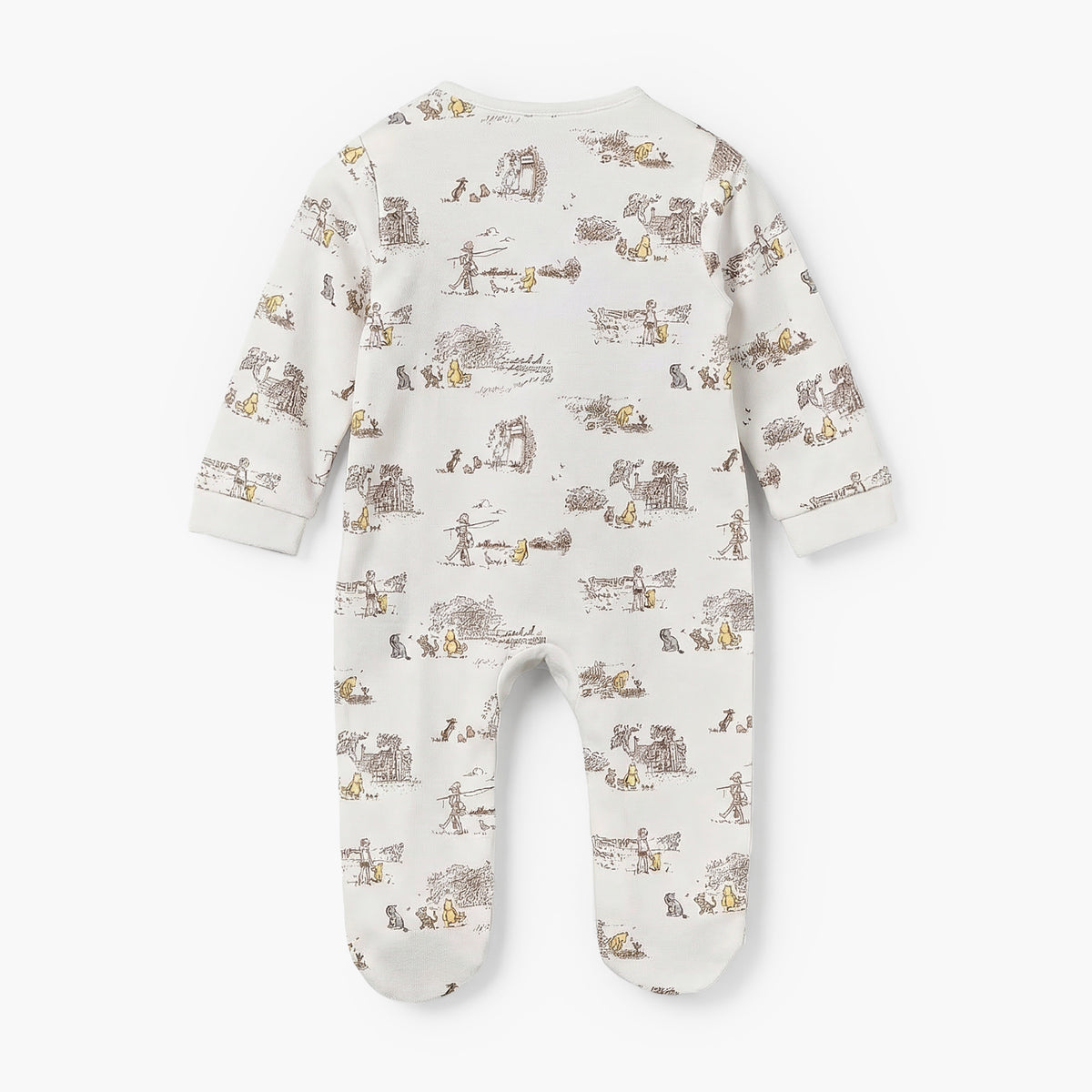 Disney Cotton Crew Neck Long Sleeves Sleepsuit with Winnie the Pooh and Friends Print