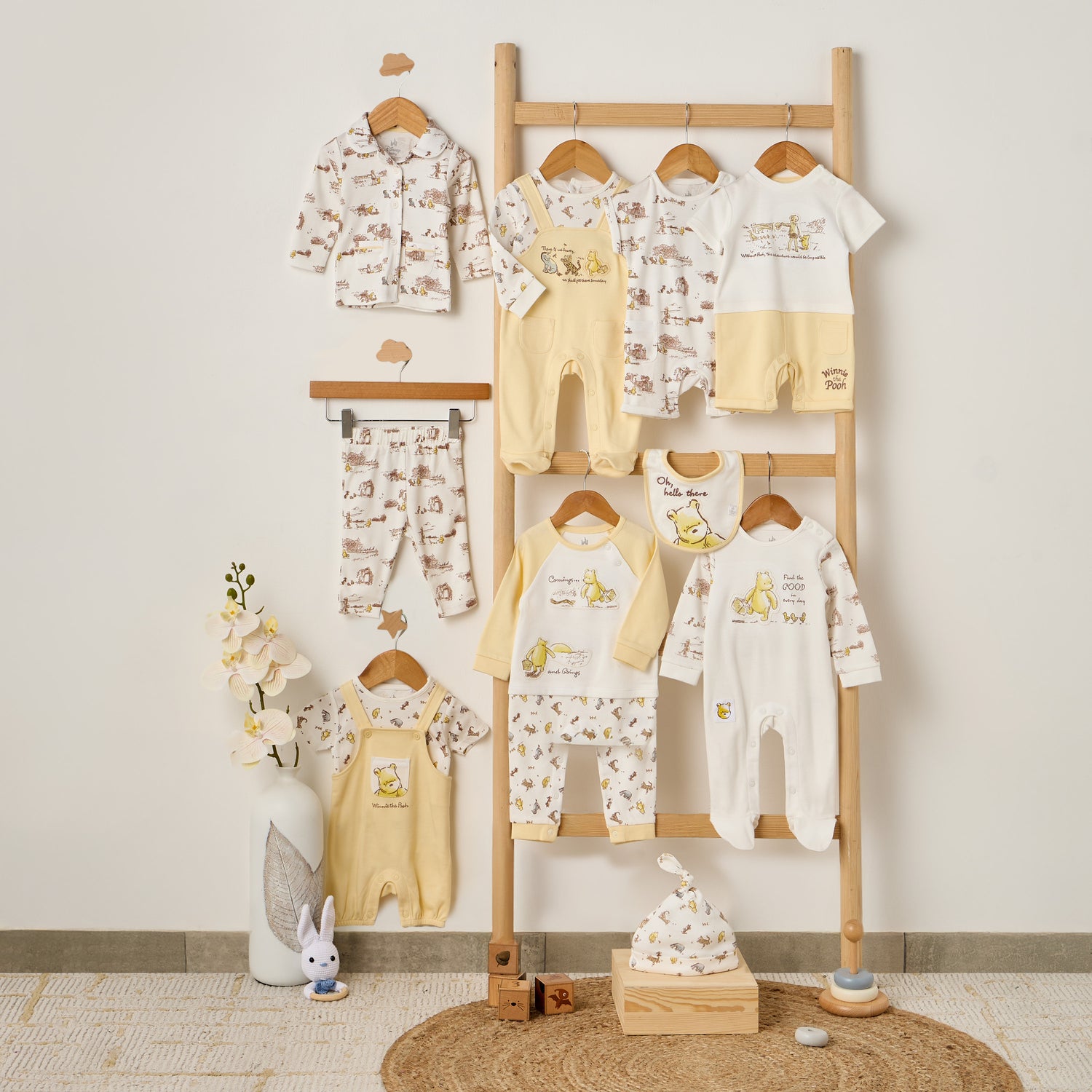 Disney Cotton Crew Neck Long Sleeves Sleepsuit with Winnie the Pooh and Friends Print