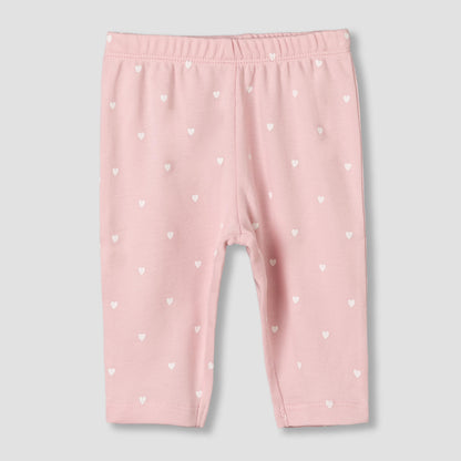 Juniors Cotton Round Neck Long Sleeves Pyjama Set with Heart Print
