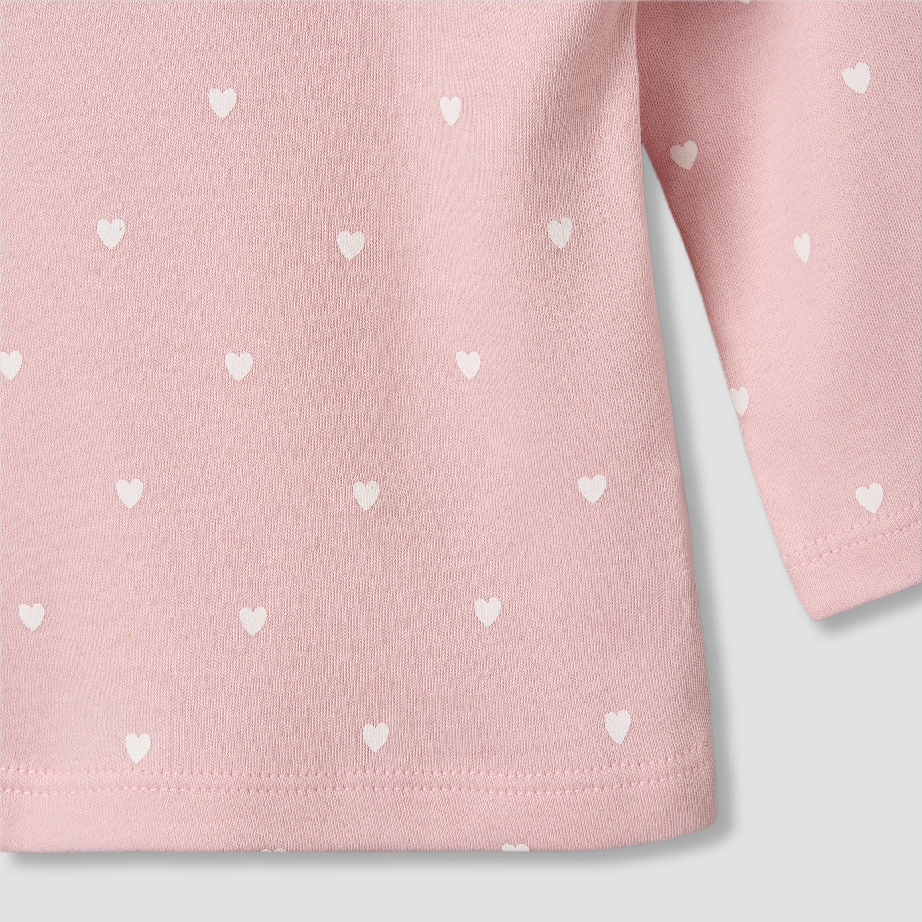 Juniors Cotton Round Neck Long Sleeves Pyjama Set with Heart Print