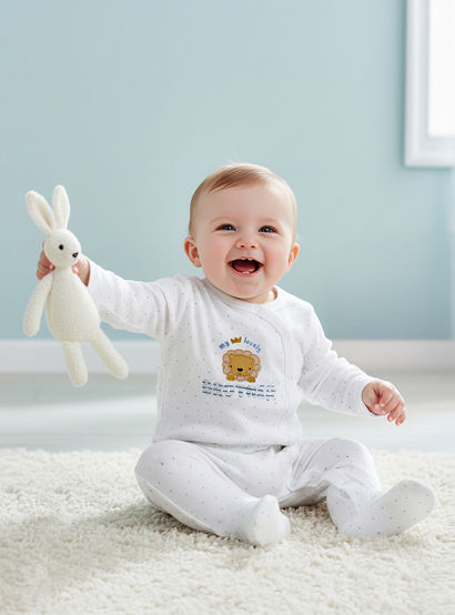 Juniors Embroidered Closed Feet Sleepsuit with Long Sleeves-baby-boys-clothing-nightwear-sleepsuits-image-1