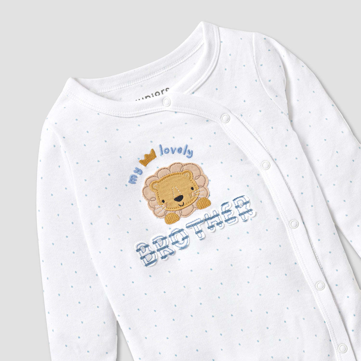 Juniors Embroidered Closed Feet Sleepsuit with Long Sleeves