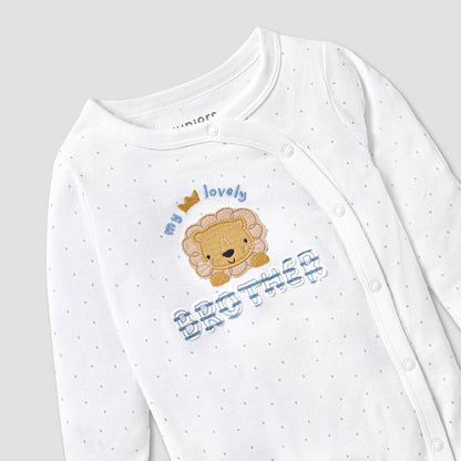 Juniors Embroidered Closed Feet Sleepsuit with Long Sleeves