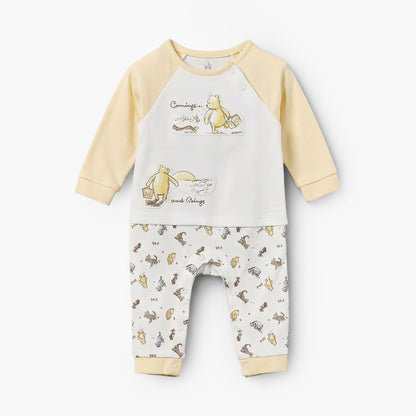 Disney Cotton Crew Neck Long Sleeves Sleepsuit with Winnie the Pooh and Friends Print