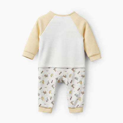 Disney Cotton Crew Neck Long Sleeves Sleepsuit with Winnie the Pooh and Friends Print