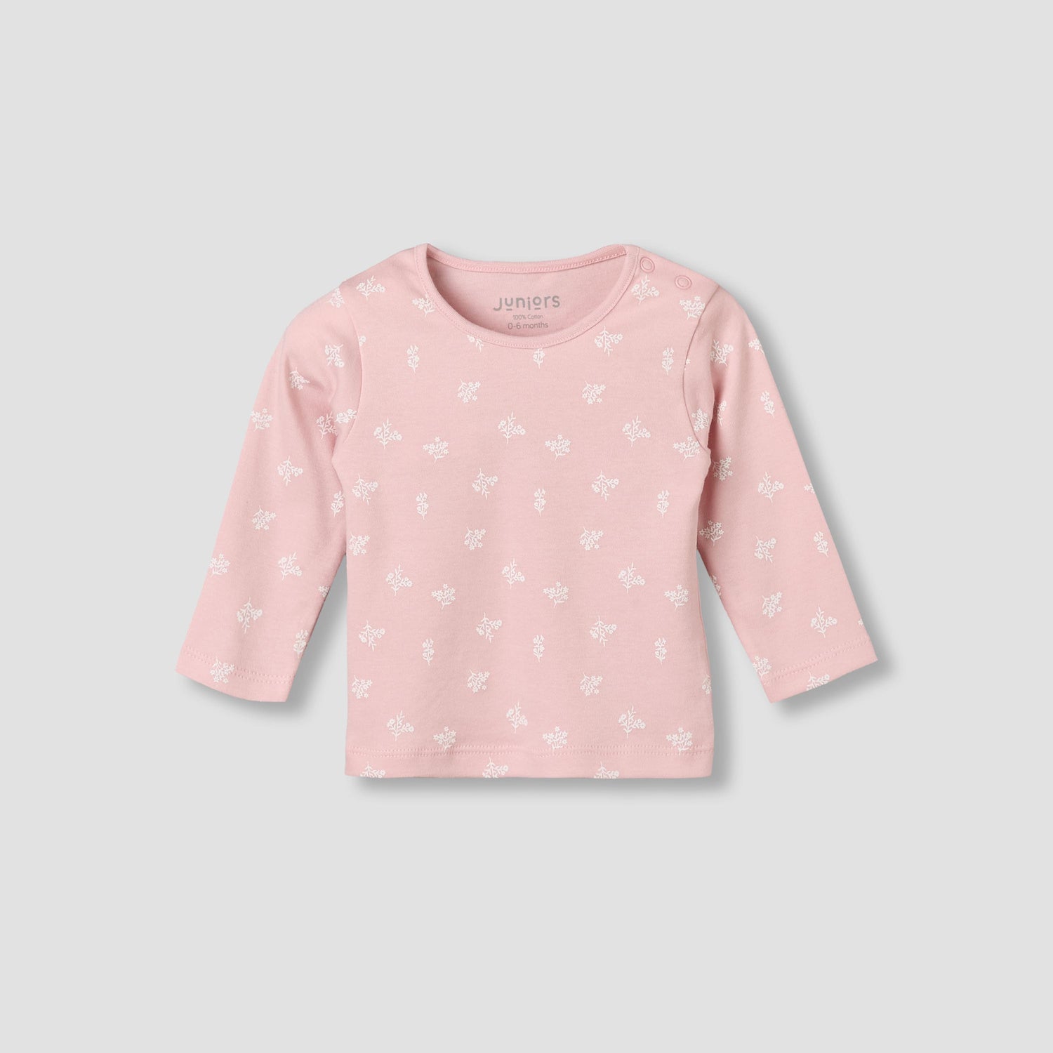 Juniors Cotton Round Neck Long Sleeves Pyjama Set with Floral Print