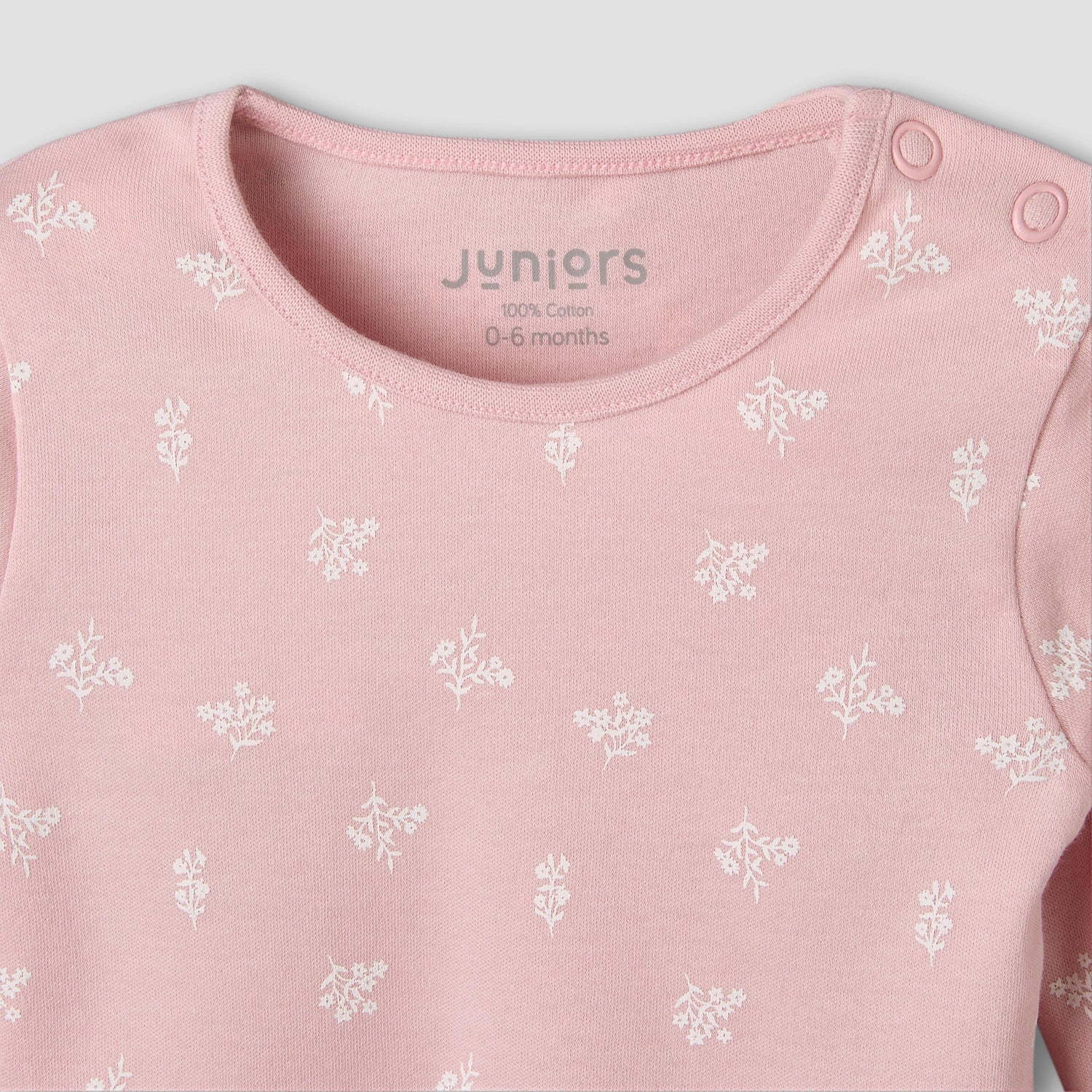 Juniors Cotton Round Neck Long Sleeves Pyjama Set with Floral Print