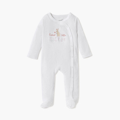 Juniors Embroidered Closed Feet Sleepsuit with Long Sleeves - White / 12-18 mths