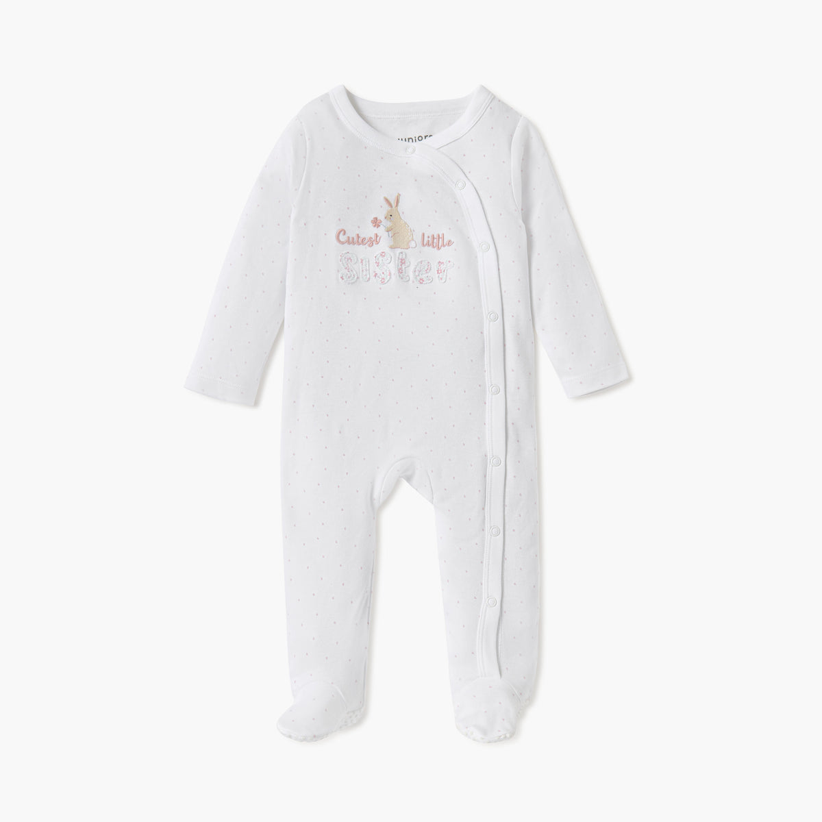 Juniors Embroidered Closed Feet Sleepsuit with Long Sleeves