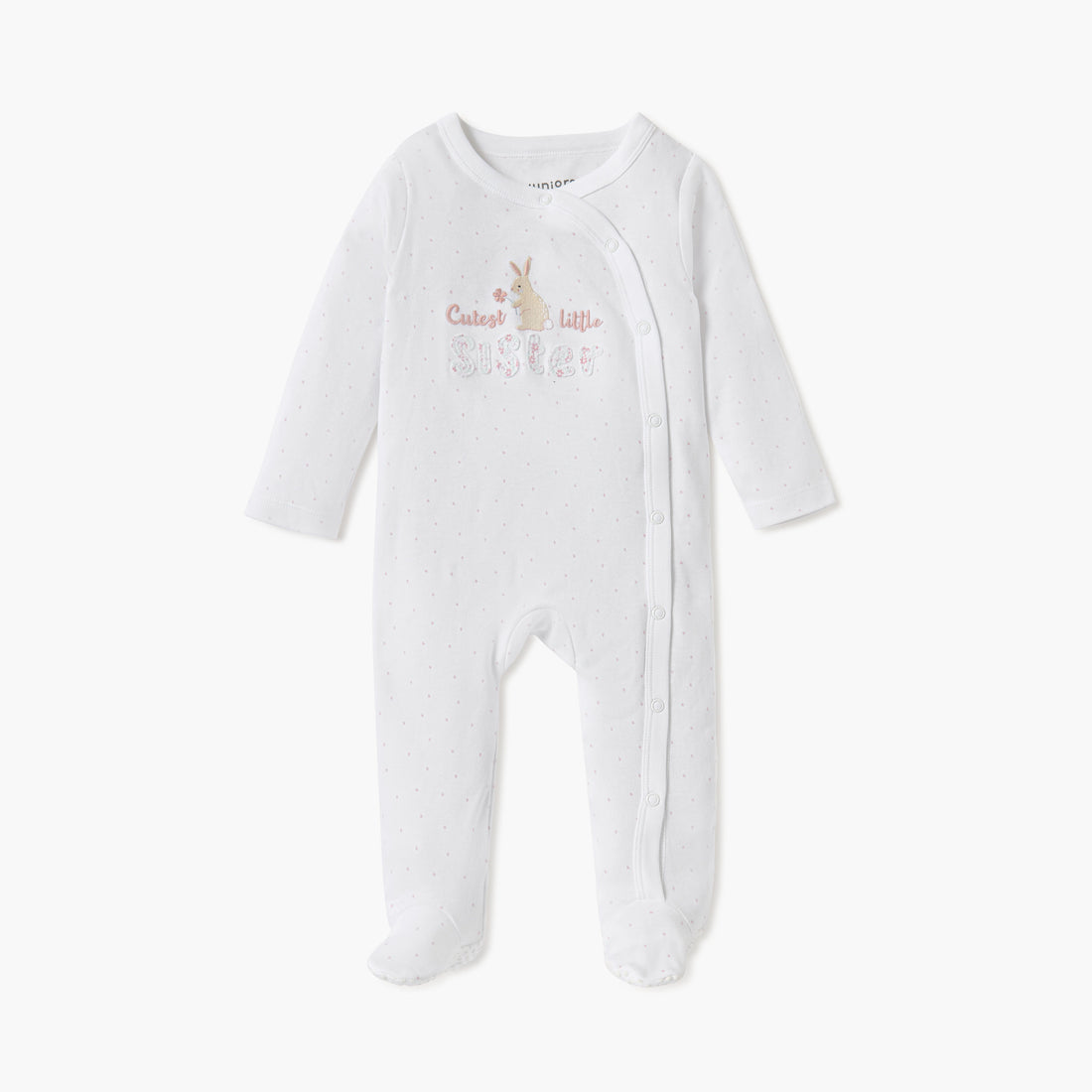 Juniors Embroidered Closed Feet Sleepsuit with Long Sleeves