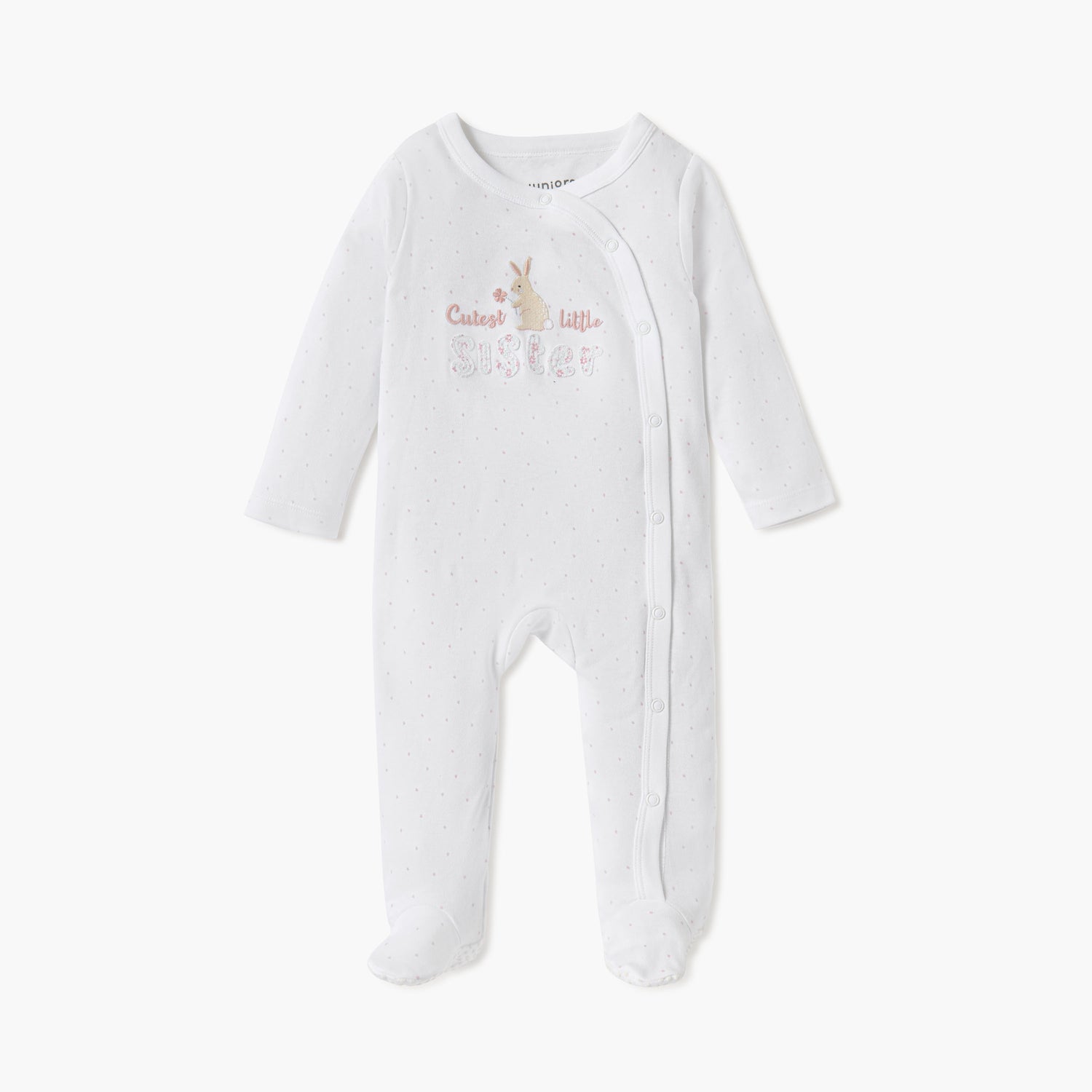 Juniors Embroidered Closed Feet Sleepsuit with Long Sleeves