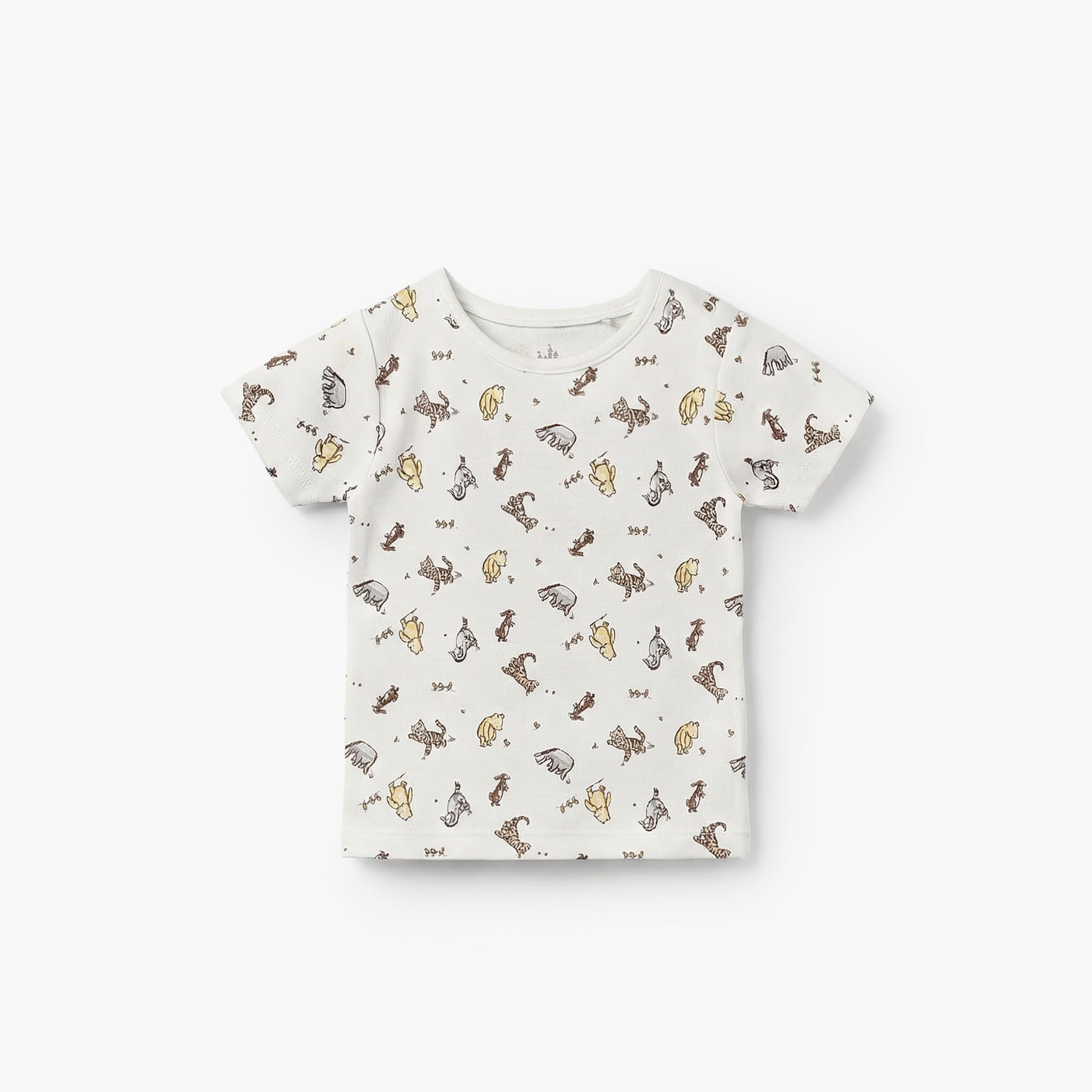 Disney Round Neck Short Sleeves T-shirt and Dungaree Set with Winnie the Pooh Print