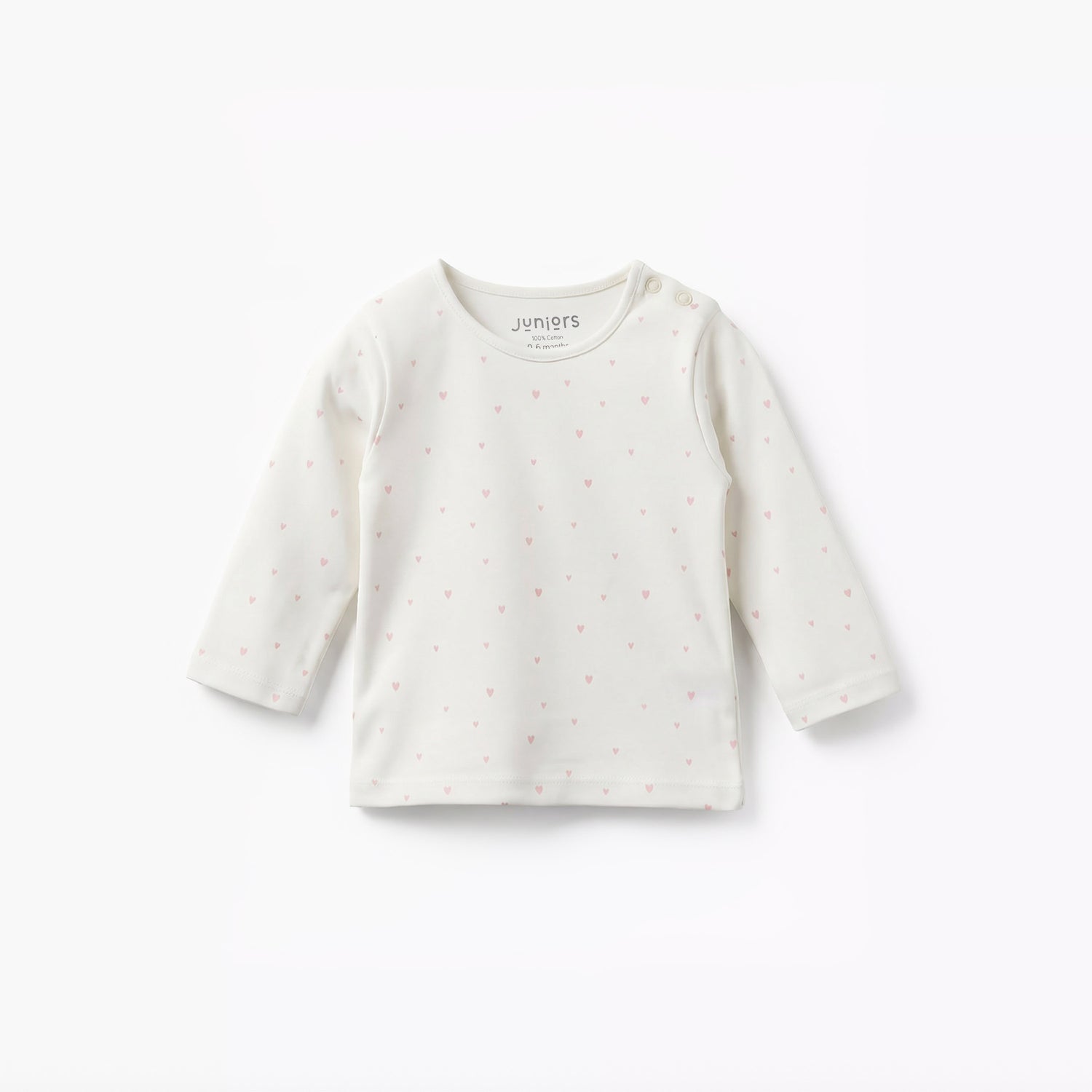 Juniors Cotton Round Neck Long Sleeves Pyjama Set with Heart Print