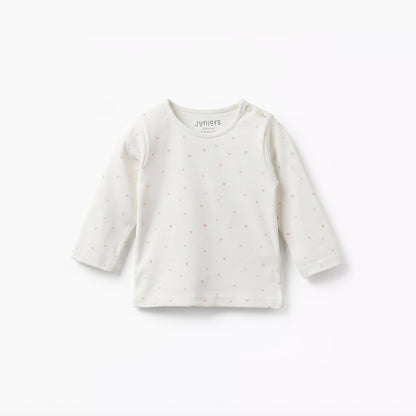 Juniors Cotton Round Neck Long Sleeves Pyjama Set with Heart Print