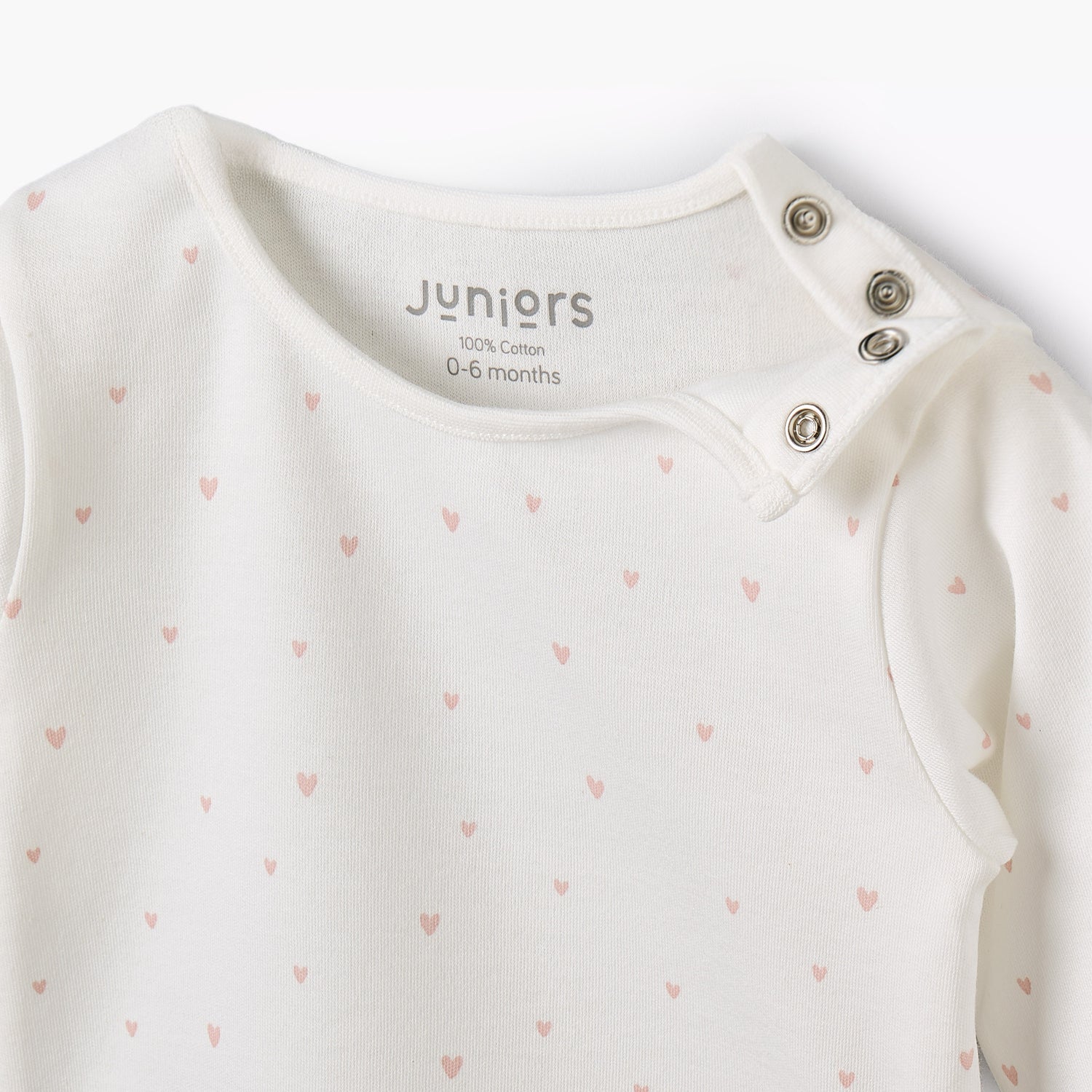 Juniors Cotton Round Neck Long Sleeves Pyjama Set with Heart Print