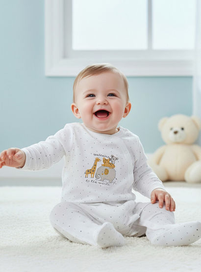 Juniors Embroidered Closed Feet Sleepsuit with Long Sleeves-baby-boys-clothing-nightwear-sleepsuits-image-1