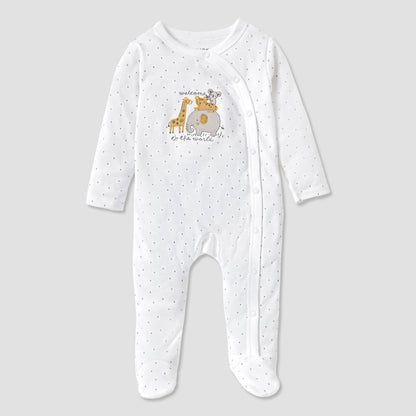 Juniors Embroidered Closed Feet Sleepsuit with Long Sleeves