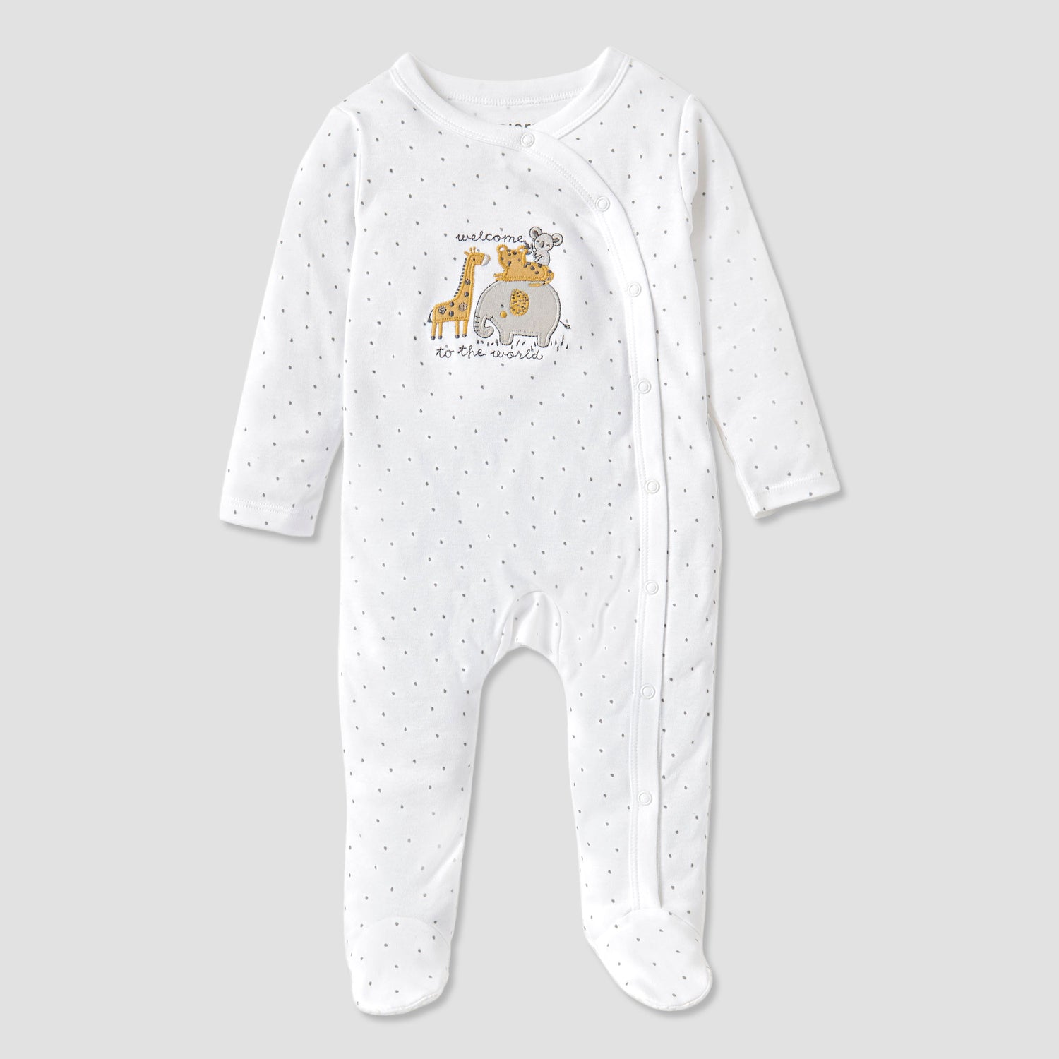 Juniors Embroidered Closed Feet Sleepsuit with Long Sleeves