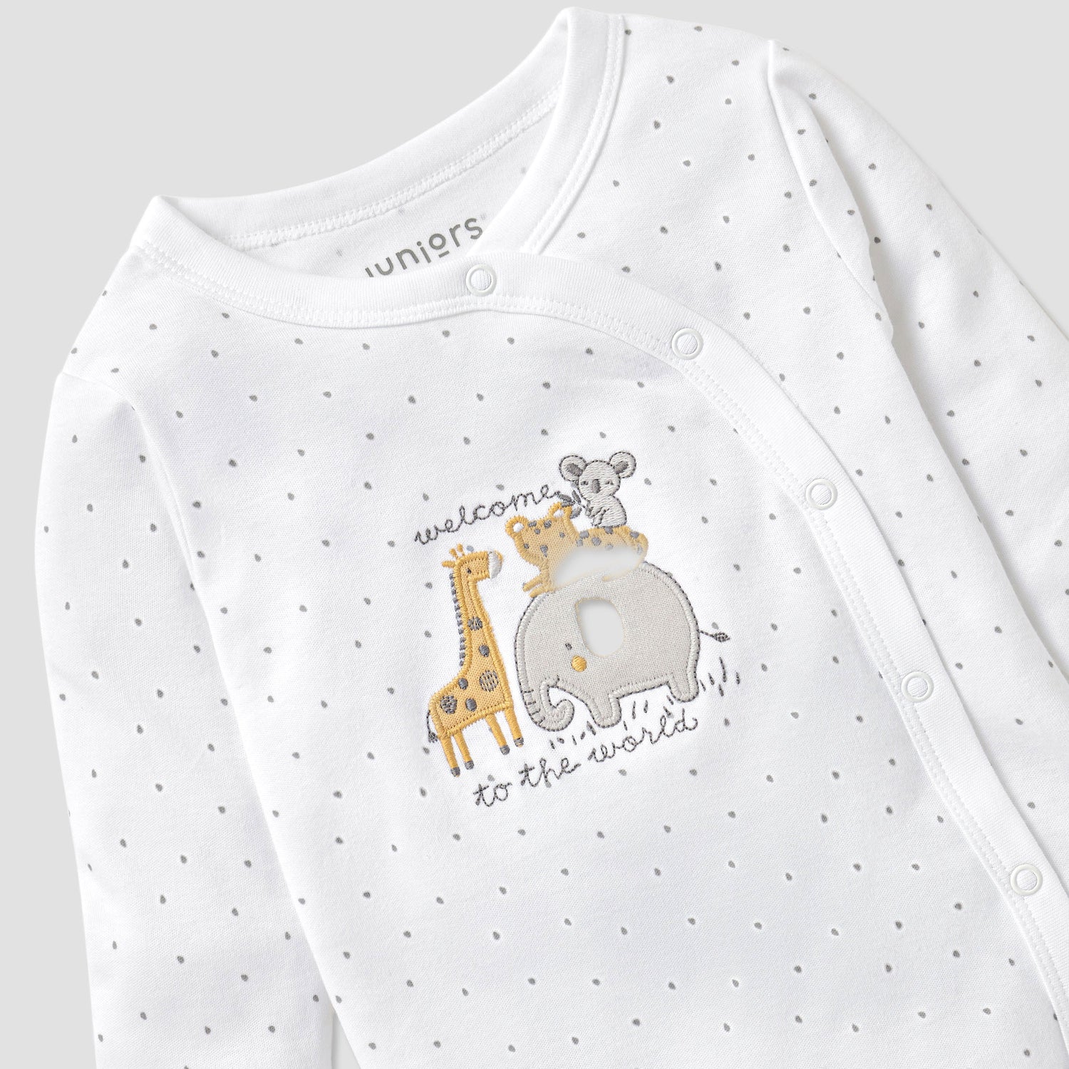 Juniors Embroidered Closed Feet Sleepsuit with Long Sleeves