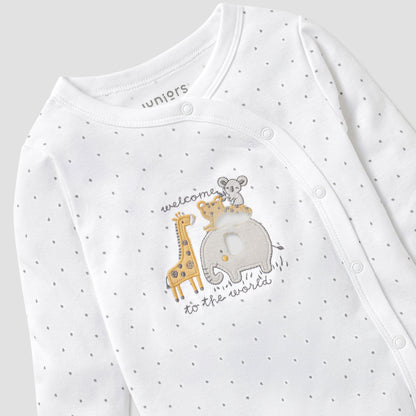 Juniors Embroidered Closed Feet Sleepsuit with Long Sleeves