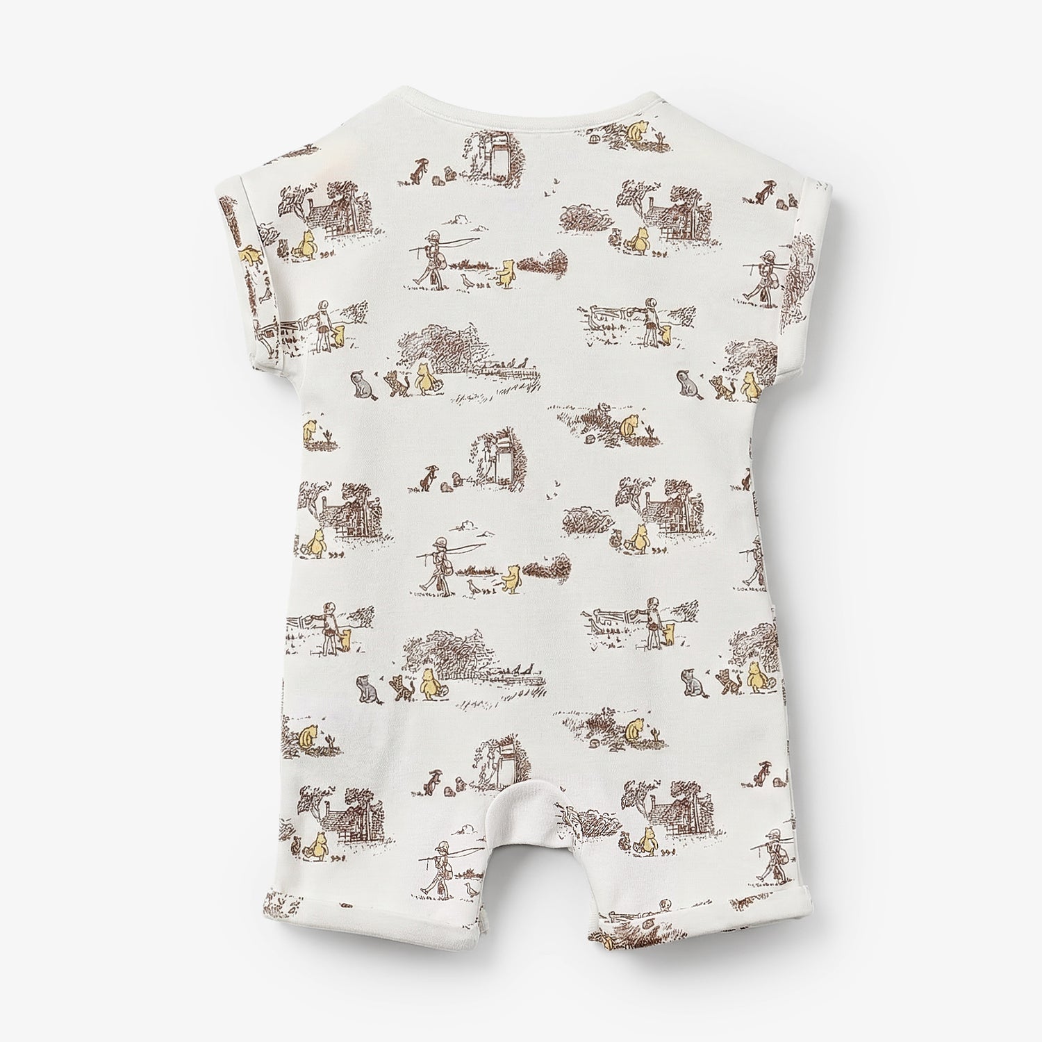 Disney Crew Neck Short Sleeves Romper with Winnie the Pooh and Friends Print