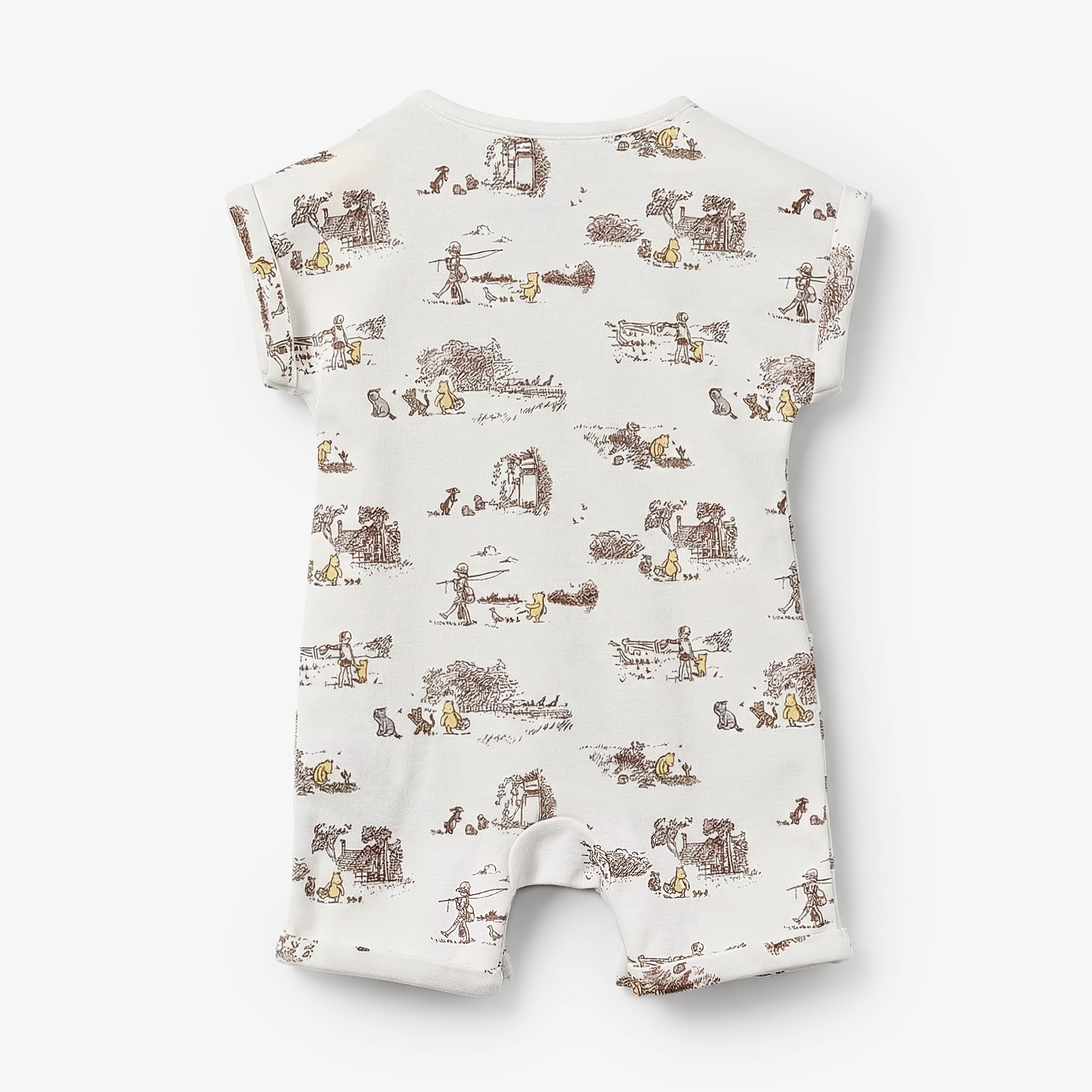 Disney Crew Neck Short Sleeves Romper with Winnie the Pooh and Friends Print