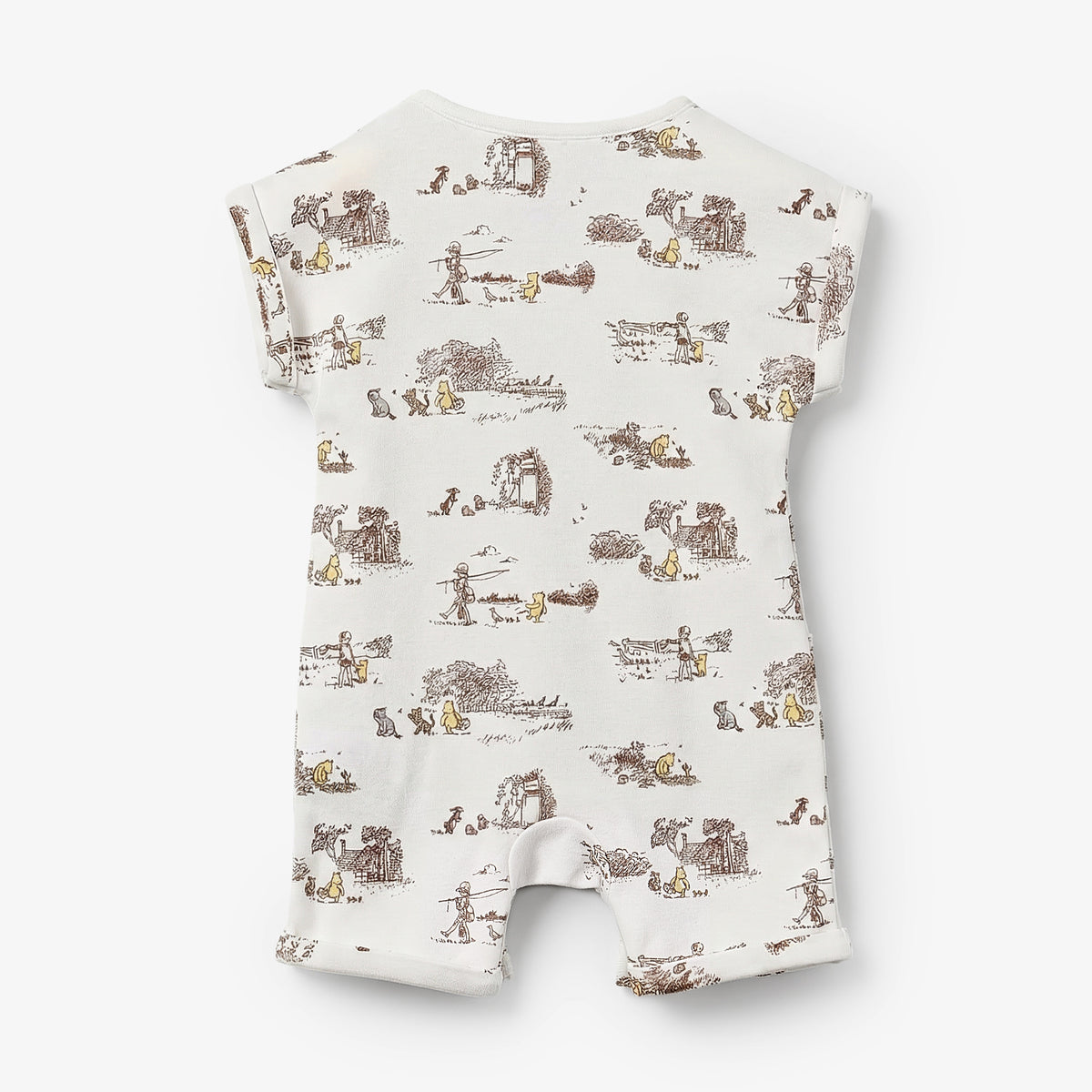 Disney Crew Neck Short Sleeves Romper with Winnie the Pooh and Friends Print
