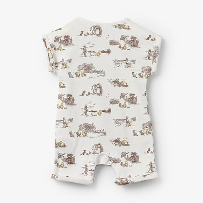 Disney Crew Neck Short Sleeves Romper with Winnie the Pooh and Friends Print