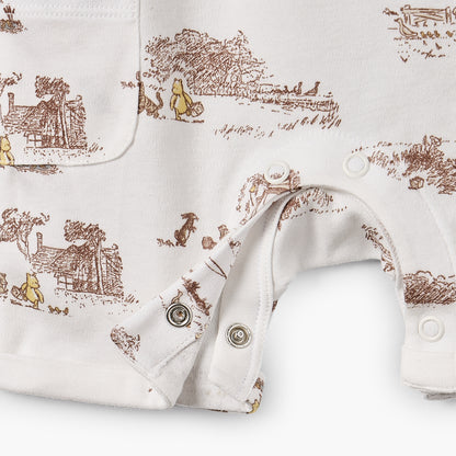 Disney Crew Neck Short Sleeves Romper with Winnie the Pooh and Friends Print