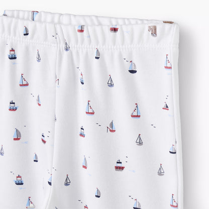 Juniors Cotton Round Neck Long Sleeves Pyjama Set with Boat Print