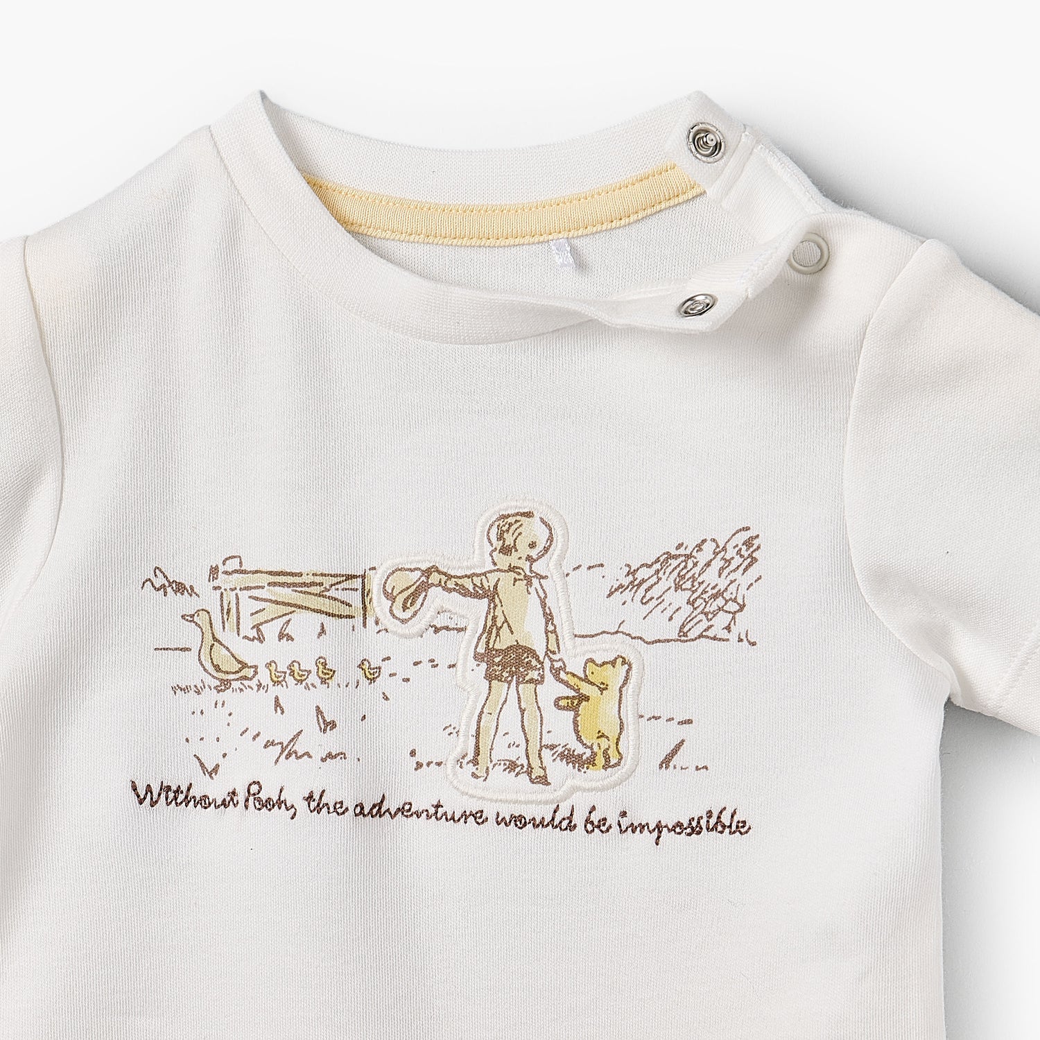 Disney Crew Neck Short Sleeves Romper with Winnie the Pooh Applique